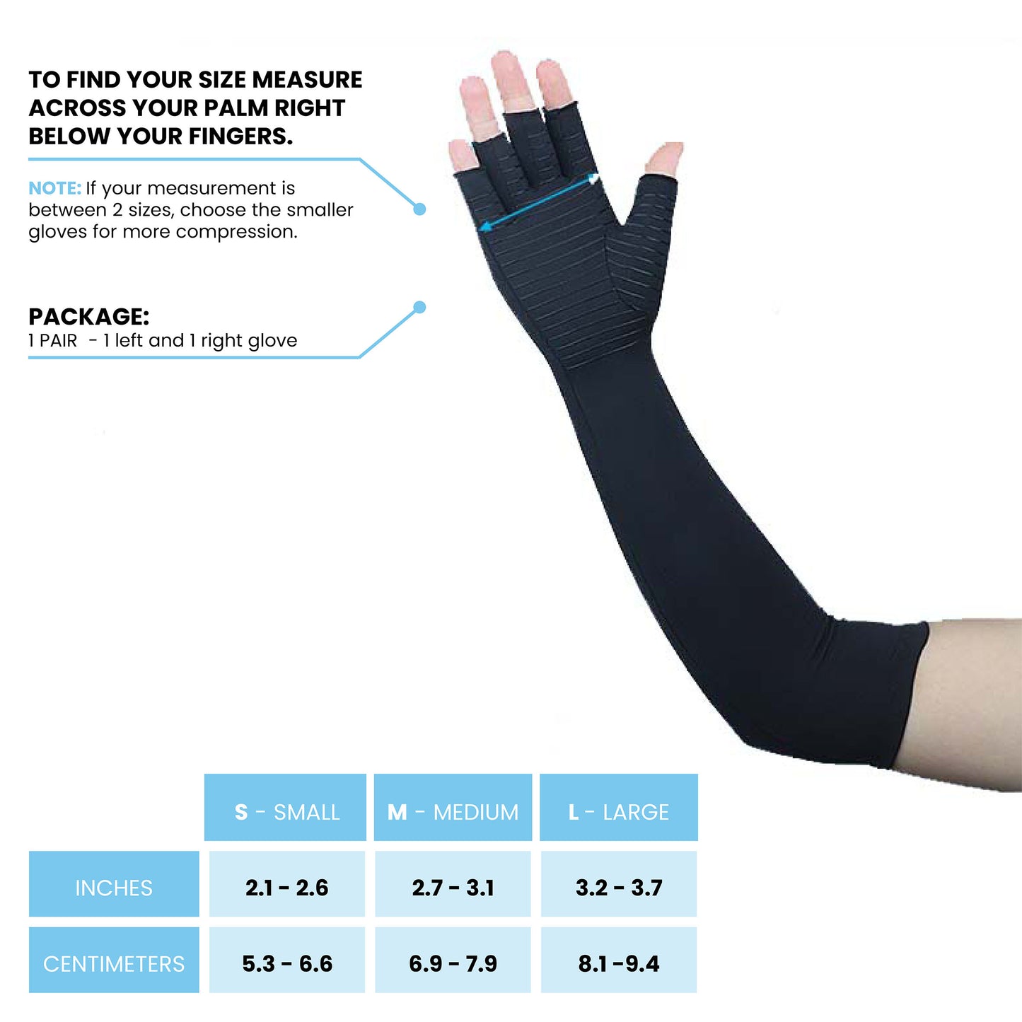 Fast Recovery Copper Infused Long Compression Gloves. Designed For Climbers.