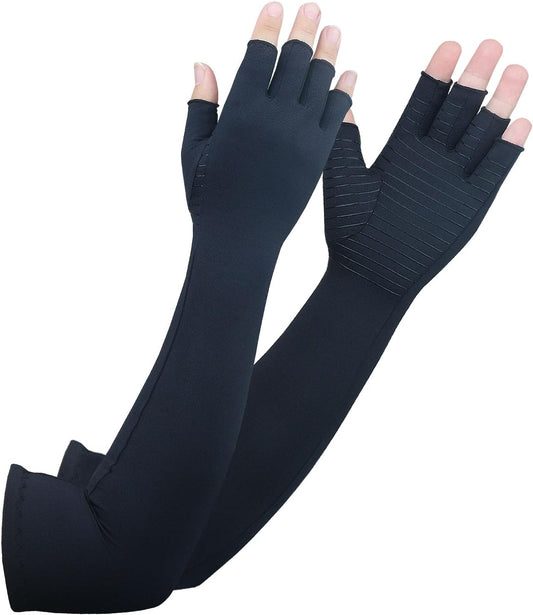 Fast Recovery Copper Infused Long Compression Gloves. Designed For Climbers.